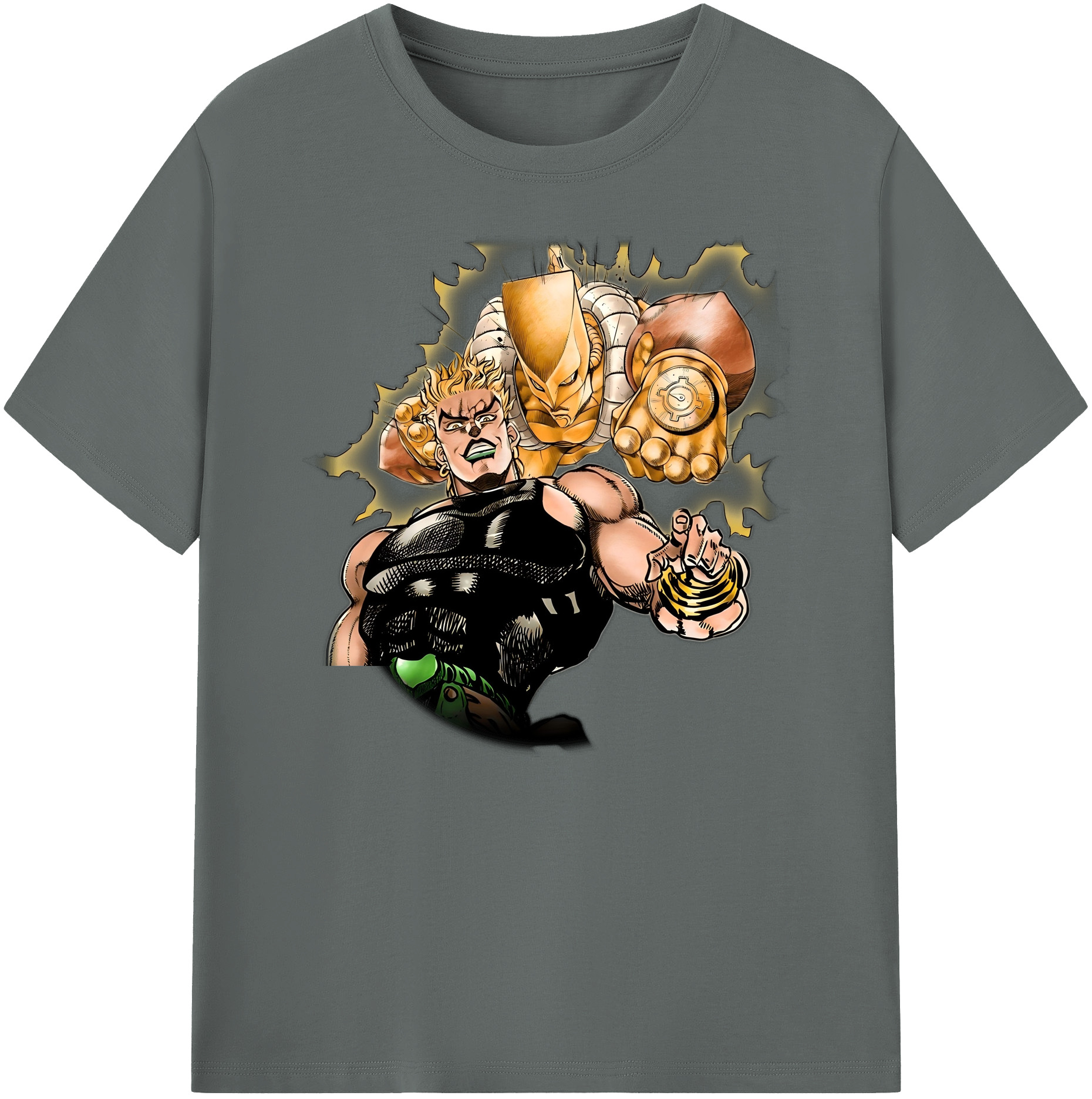 （画像用） ジョジョの奇妙な冒険 ディオ?ブランドー JoJo's Bizarre Adventure Dio Brando 綿100％ メンズ半袖Tシャツ｜肌触りやわらか＆通気性